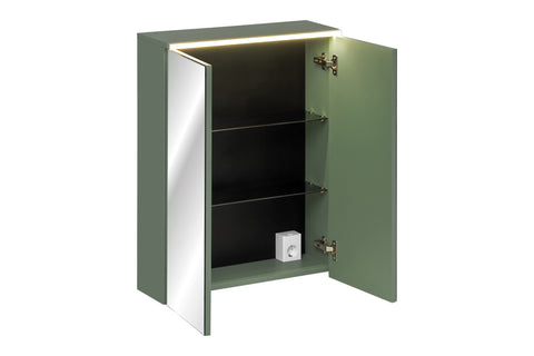 Spiegelschrank Sombrela Schilfgrün 60 × 78 × 19 cm mit 2 Türen, mit LED-Beleuchtung – Ansicht 3