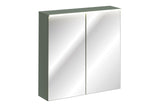 Spiegelschrank Sombrela Schilfgrün 80 × 78 × 19 cm mit 2 Türen, mit LED-Beleuchtung