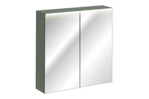 Spiegelschrank Sombrela Schilfgrün 80 × 78 × 19 cm mit 2 Türen, mit LED-Beleuchtung