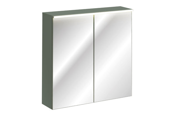Spiegelschrank Sombrela Schilfgrün 80 × 78 × 19 cm mit 2 Türen, mit LED-Beleuchtung