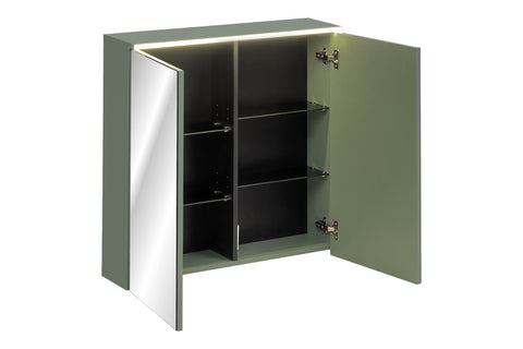 Spiegelschrank Sombrela Schilfgrün 80 × 78 × 19 cm mit 2 Türen, mit LED-Beleuchtung – Ansicht 3