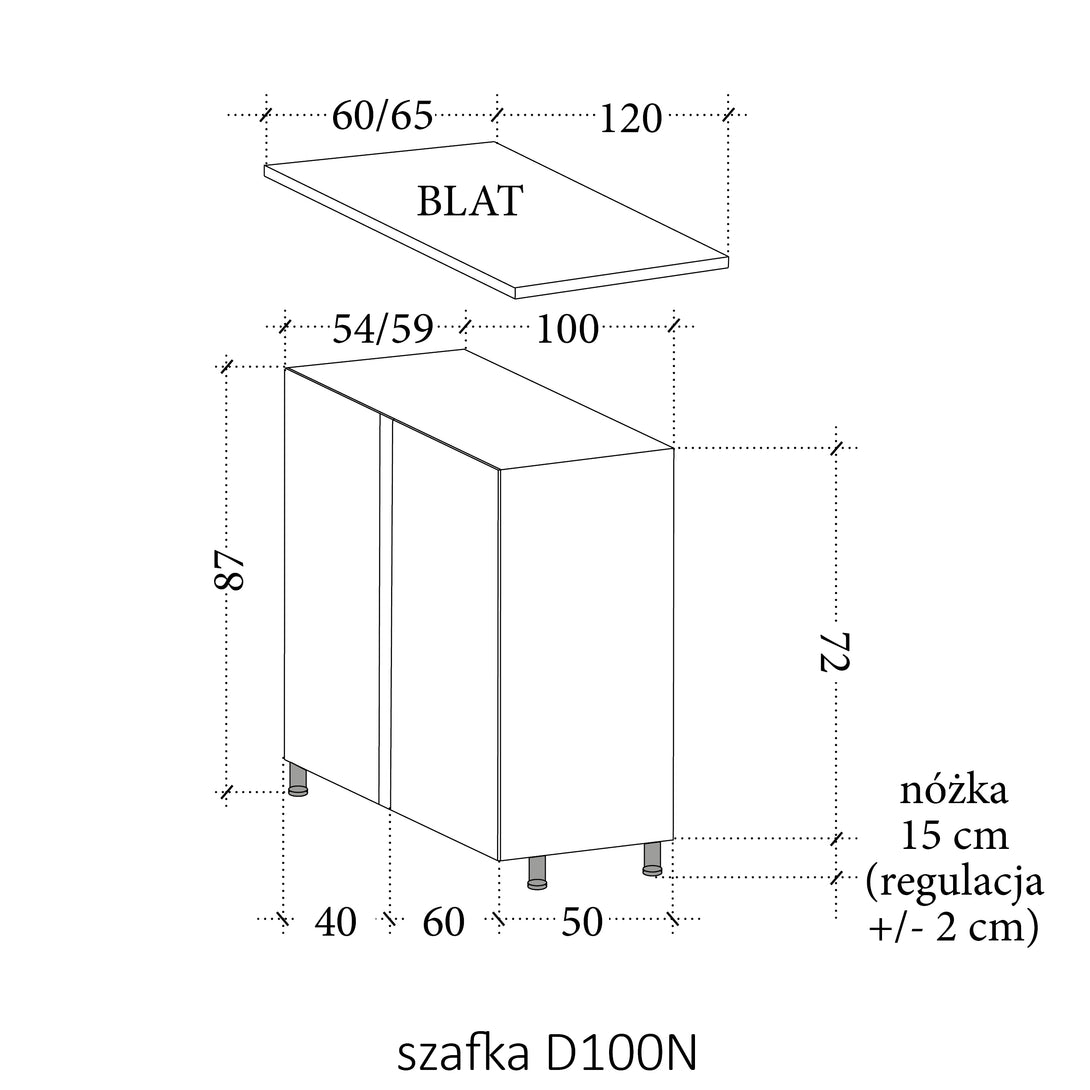 Eckunterschrank D100N R/L - Sorento Weiß Beige - Mehr Stauraum für Ihre Küche. - ROYAL24_MARKT