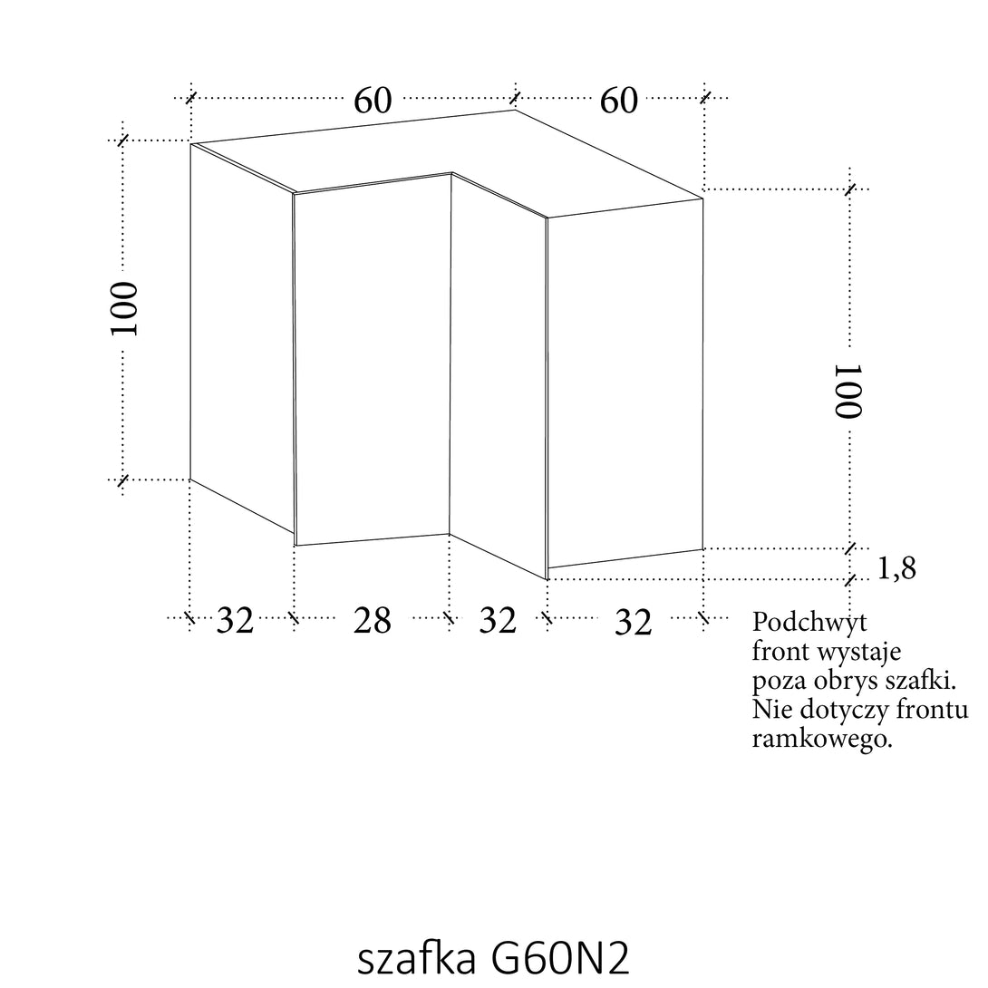 Eckhängeschrank G60N2 – Sorento Grün Sonoma Eiche - Schwebende Eleganz in Ihrer Küche. - ROYAL24_MARKT