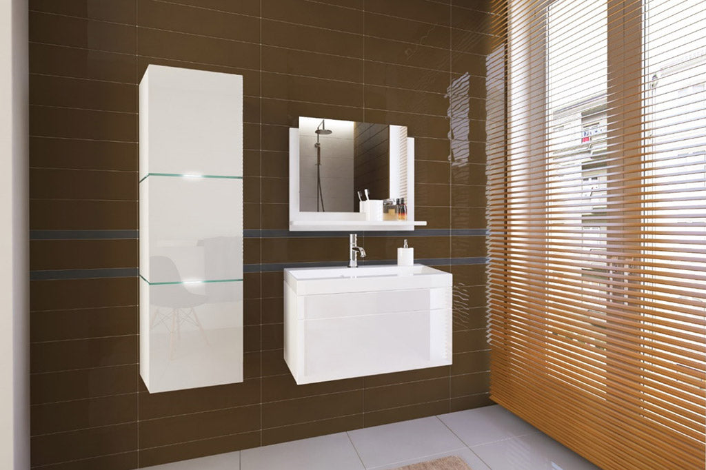Badezimmer Set - Die neuesten Materialtrends für Badmöbel im Jahr 2024, (Komplett Set, 3-St., LUMIA)