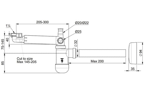 Teleskop-Siphon Weiß – Ansicht 2