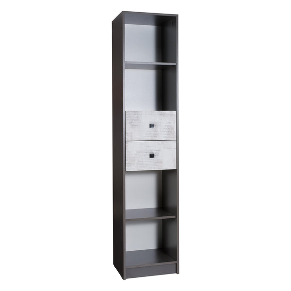Tommy Standregal schmal 42 cm mit 2 Schubladen – Graphit / Enigma
