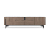TV-Schrank Hillora Black base and accents, Walnut, White worktop 100 × 105 × 45 cm mit 4 Türen