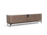 TV-Schrank Hillora Black base and accents, Walnut, White worktop 100 × 105 × 45 cm mit 4 Türen – Ansicht 2