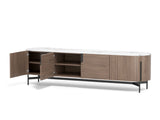 TV-Schrank Hillora Black base and accents, Walnut, White worktop 100 × 105 × 45 cm mit 4 Türen – Ansicht 3