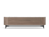 TV-Schrank Hillora Black base and accents, Walnut, White worktop 100 × 105 × 45 cm mit 4 Türen – Ansicht 4