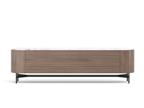 TV-Schrank Hillora Black base and accents, Walnut, White worktop 100 × 105 × 45 cm mit 4 Türen – Ansicht 4