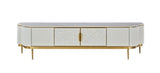 TV-Schrank Hillora Gebrochenes Weiß, White worktop, Golden legs and accents 200 × 52 × 40 cm mit 4 Türen