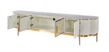 TV-Schrank Hillora Gebrochenes Weiß, White worktop, Golden legs and accents 200 × 52 × 40 cm mit 4 Türen – Ansicht 3