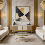 TV-Schrank Hillora Golden brass legs and accents, Light cream front, White worktop with a marble pattern, Champagne gold 200 × 52 × 40 cm mit 4 Türen – Ansicht 5