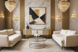 TV-Schrank Hillora Golden brass legs and accents, Light cream front, White worktop with a marble pattern, Champagne gold 200 × 52 × 40 cm mit 4 Türen – Ansicht 6