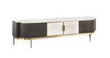 TV-Schrank Hillora Light cream front, White marble countertop, Golden legs and accents, Dark graphite 200 × 52 × 40 cm mit 4 Türen – Ansicht 3