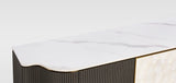 TV-Schrank Hillora Light cream front, White marble countertop, Golden legs and accents, Dark graphite 200 × 52 × 40 cm mit 4 Türen – Ansicht 4