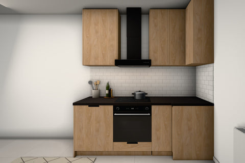 U-Küche Sorento Sonoma Eiche – 298 × 214 × 199 cm – KÜ-SOR-006 – Wand B frontal