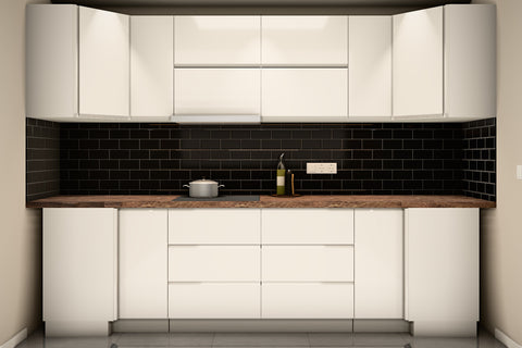U-Küche Velmora Weiß Hochglanz – 300 × 260 × 240 cm – KÜ-VELM-022 – Wand A frontal