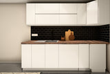 U-Küche Velmora Weiß Hochglanz – 300 × 260 × 240 cm – KÜ-VELM-022 – Wand B frontal