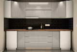 U-Küche Velmora Grau Hochglanz & Weiß – 300 × 260 × 240 cm – KÜ-VELM-021 – Wand A frontal