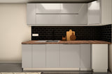 U-Küche Velmora Grau Hochglanz & Weiß – 300 × 260 × 240 cm – KÜ-VELM-021 – Wand B frontal