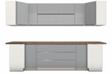U-Küche Velmora Grau Hochglanz & Weiß – 300 × 260 × 240 cm – KÜ-VELM-021 – Wand A freigestellt auf Weiß