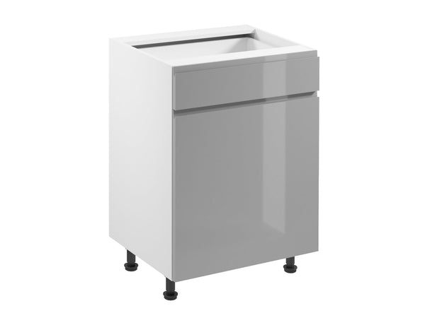 Unterschrank 60 cm – Velmora D60S1 Grau/Hochglanz