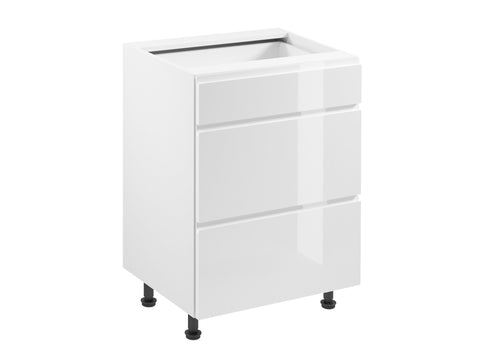 Unterschrank 60 cm – Velmora D60S3 Weiß/Hochglanz