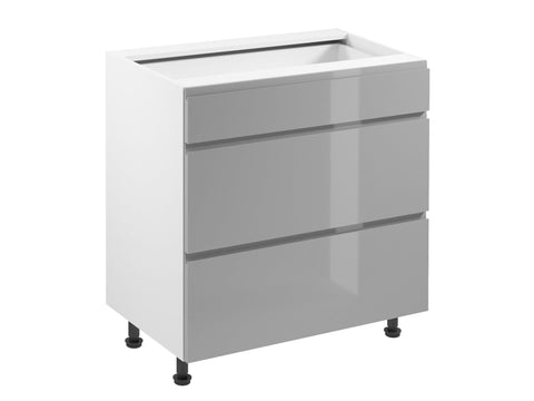 Unterschrank 80 cm – Velmora D80S3 Grau/Hochglanz