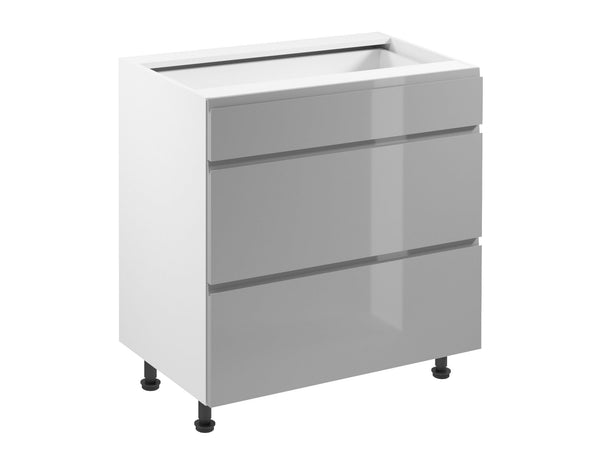 Unterschrank 80 cm – Velmora D80S3 Grau/Hochglanz