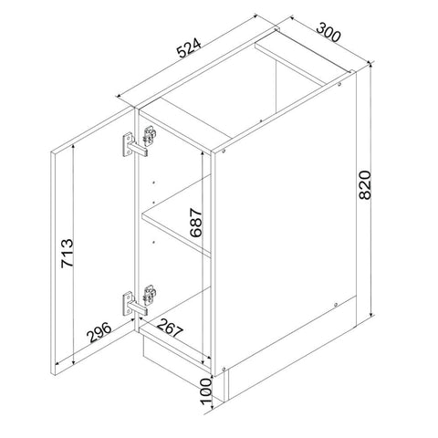 Unterschrank D30 P/L – Kendro – Funktionales Küchenelement – Ansicht 5