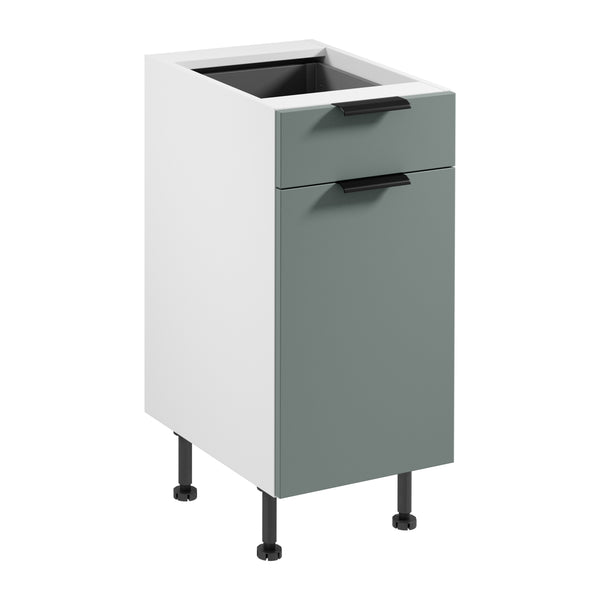 Unterschrank D40S1 P/L – Sorento Weiß Grün – Elegante Organisation für Ihre Küchenutensilien.
