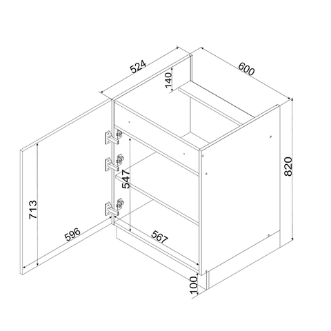 Unterschrank D60 PC P/L – Zivora – Funktionalität trifft modernes Design – Ansicht 5
