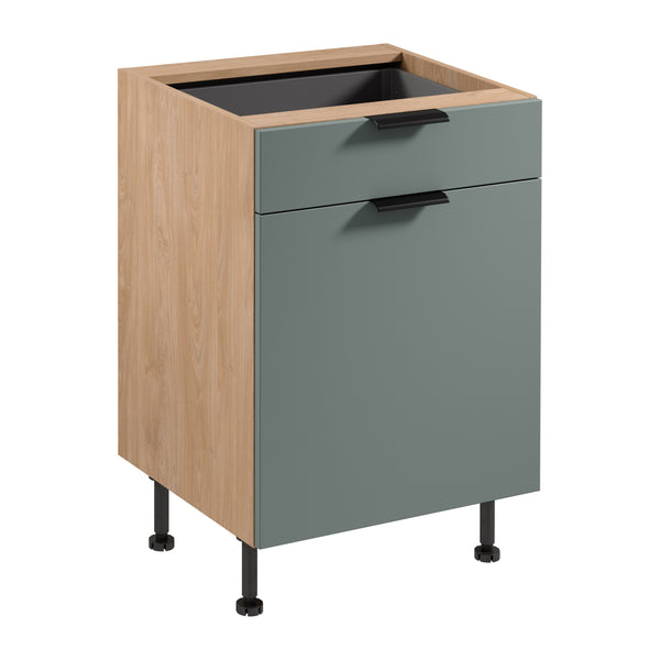 Unterschrank D60S1 P/L AX – Sorento Grün Sonoma Eiche – Design trifft Funktionalität.