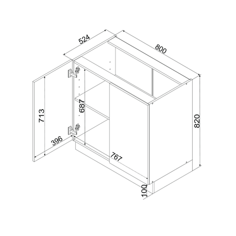 Unterschrank D80 – Zivora – Elegante Stauraum Idee – Ansicht 5