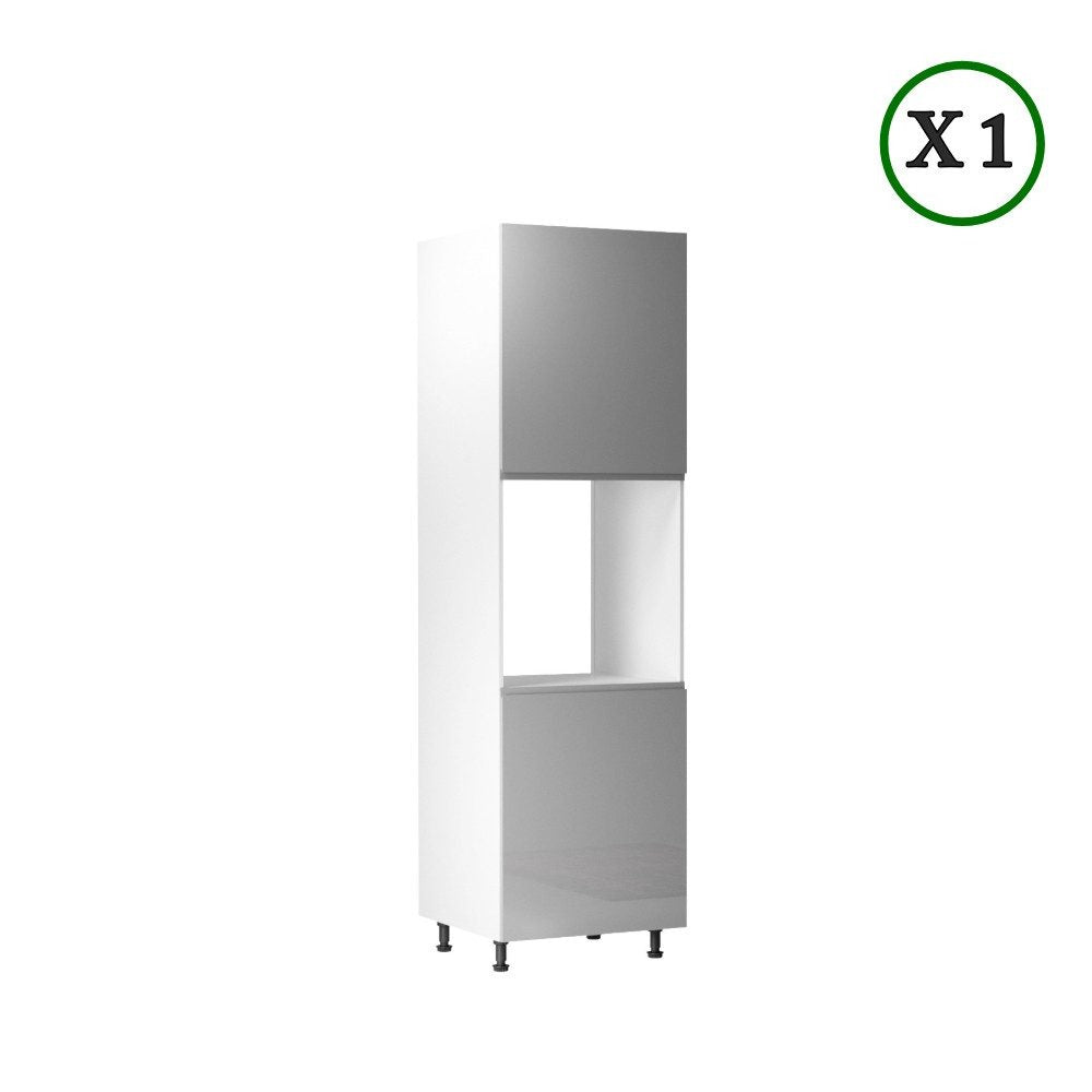 Winkelküche - L-Form Aspen - Grau (Hochglanz) - K31-G300×240 cm - ROYAL24_MARKT