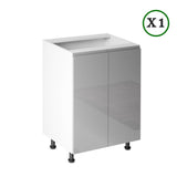Winkelküche - L-Form Aspen - Grau (Hochglanz) - K31n2-G300×240 cm - ROYAL24_MARKT