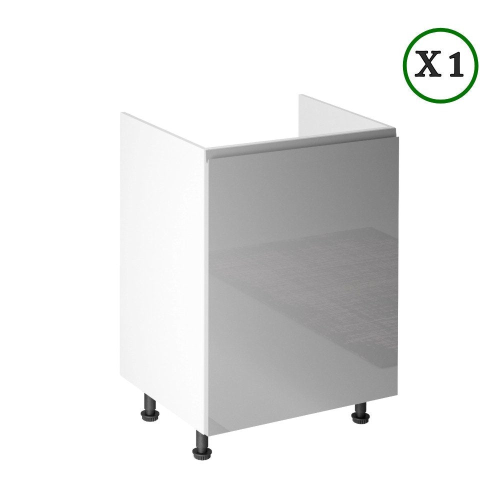 Winkelküche - L-Form Aspen - Grau (Hochglanz) - K31-G300×240 cm - ROYAL24_MARKT