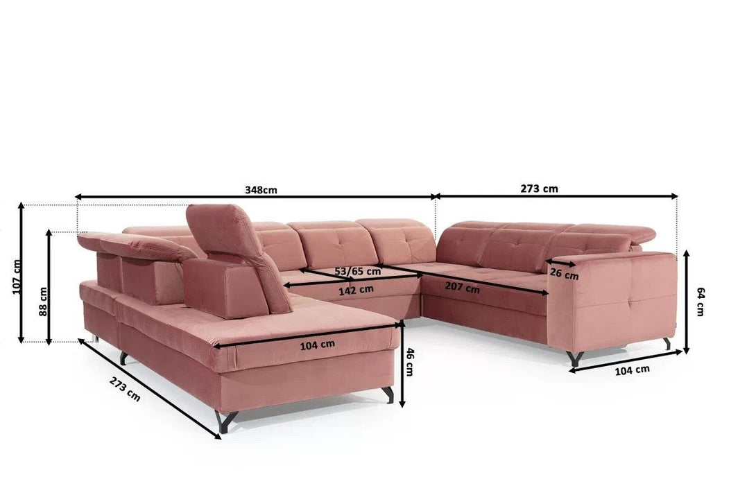 Ecksofa -  Belavio - Ein Design, das Ihrem Zuhause einen Hauch von Luxus verleiht.