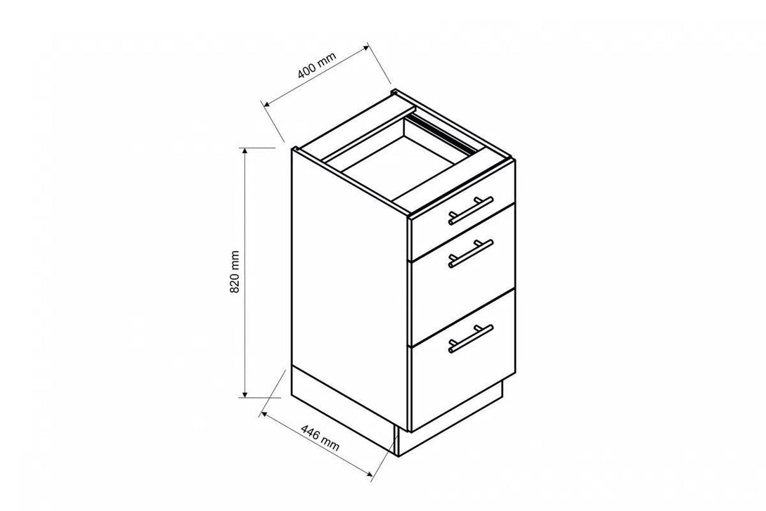 Unterschrank 40 cm  - Mina -  Eleganter Küchenschrank mit Schubladen. - ROYAL24_MARKT