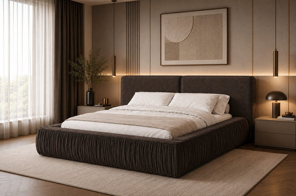 Polsterbett – Bett 08 – Rivera – Bett mit Metall-Lattenrost und Bettkasten