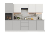 Küchenzeile KU-S01 Velmora – Moderne Küche in Grau & Weiß Hochglanz