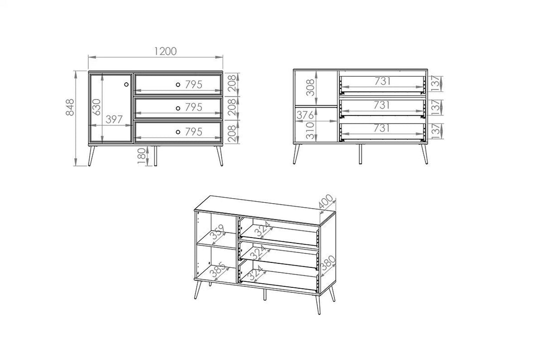 Kommode - Riomi - Funktionale mit Schubladen für effektive Aufbewahrung.