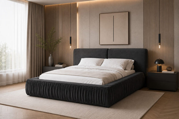 Polsterbett – Bett 08 – Rivera – Bett mit Metall-Lattenrost und Bettkasten