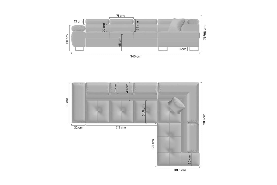 Ecksofa - Annabelle  - Elegantes Design, die Perle der modernen Möbelwelt.
