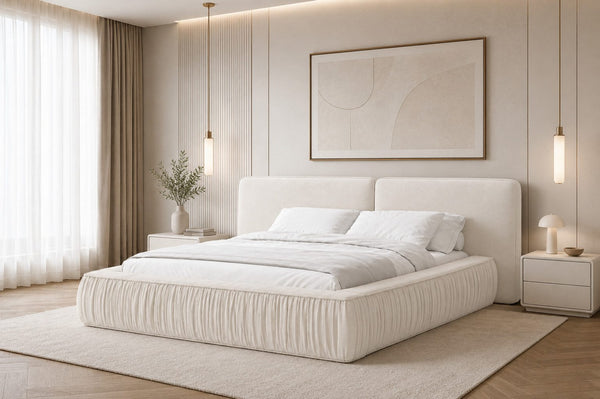 Polsterbett – Bett 08 – Rivera – Bett mit Metall-Lattenrost und Bettkasten