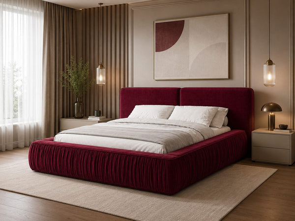 Polsterbett – Bett 08 – Rivera – Bett mit Metall-Lattenrost und Bettkasten