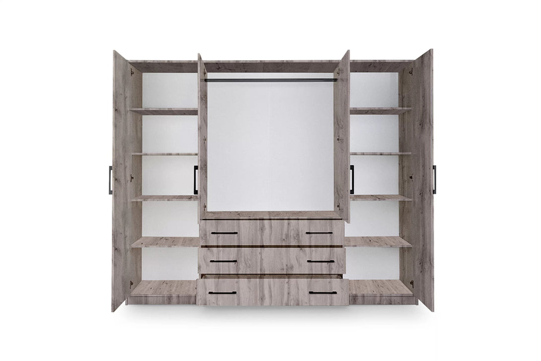 Kleiderschrank - Bali - Stabiler mit geräumigen Fächern.