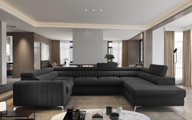 Ecksofa - LOUIS - Stromlinienförmiges Design mit verstellbaren Rückenlehnen.
